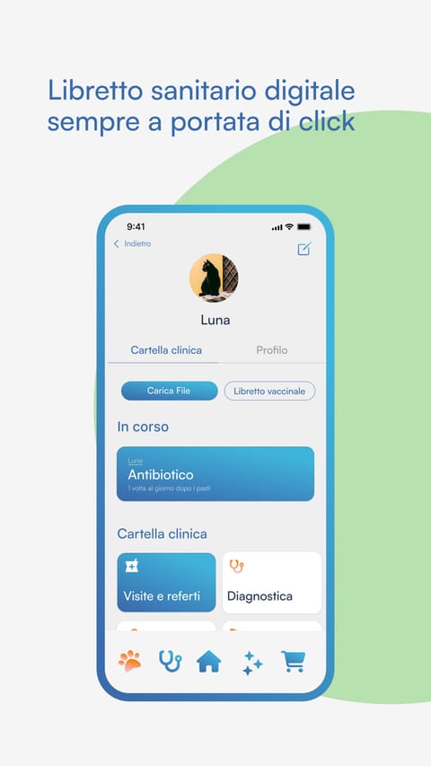 Libretto sanitario digitale dell'app MyVet con cartella clinica e libretto vaccinale